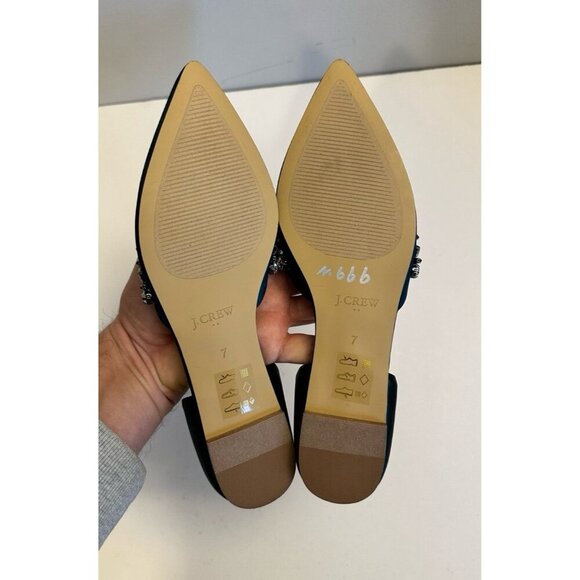 J. Crew Satin Jeweled Zoe D'ORSAY Flats Size 7.0 - Picture 11 of 12